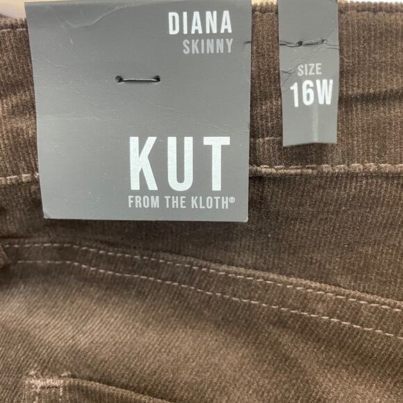 Kut From The Kloth Diana Brown Relaxed Fit Skinny Corduroy Pants Size 16W - Picture 4 of 6